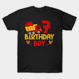 7Th Birthday Boy 7 Truck Dump Construction Birthday Boys T-Shirt